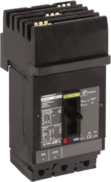 Square D - 15 Amp, 600 VAC, 3 Pole, Plug In Molded Case Circuit Breaker - Thermal Magnetic Trip, Multiple Breaking Capacity Ratings, 14-3/0 AWG - Makers Industrial Supply