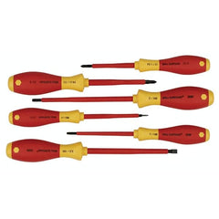 Wiha - 6 Piece Slotted, Phillips & Square Screwdriver Set - Bit Sizes: Philips #1 & #2, Comes in Vinyl Pouch - Makers Industrial Supply