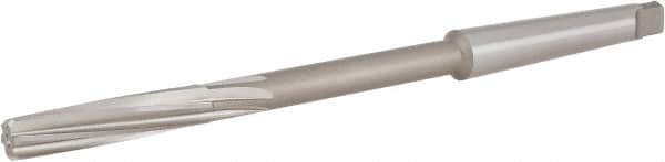 Hertel - 17/32" High Speed Steel 6 Flute Chucking Reamer - Spiral Flute, 1MT Morse Taper Shank, 2" Flute Length, 8" OAL - Makers Industrial Supply