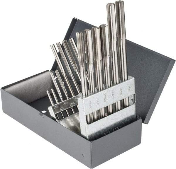 Hertel - 0.124" to 0.501", Chucking Reamer Set - Straight Flute, Right Hand Cut, 14 Pieces - Makers Industrial Supply