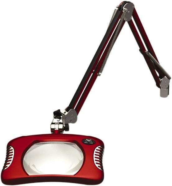 O.C. White - 43 Inch, Spring Suspension, Clamp on, LED, Blaze Red, Magnifying Task Light - 8 Watt, 7.5 and 15 Volt, 2x Magnification, 5-1/4 Inch Wide, 7 Inch Long - Makers Industrial Supply