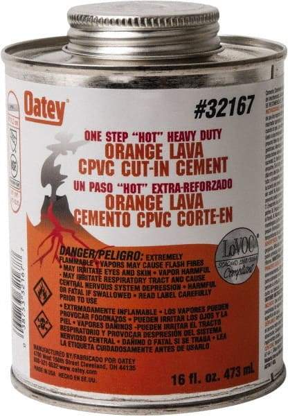 Oatey - 16 oz All-Purpose Medium Bodied Cement - Orange, Use with PVC & CPVC - Makers Industrial Supply