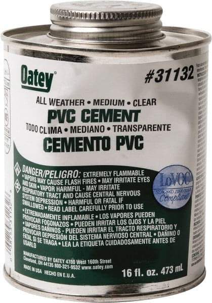 Oatey - 16 oz All-Purpose Medium Bodied Cement - Clear, Use with PVC - Makers Industrial Supply