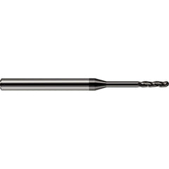 Harvey Tool - 1/64" Diam, 1.9mm LOC, 3 Flute Solid Carbide Ball End Mill - Exact Industrial Supply