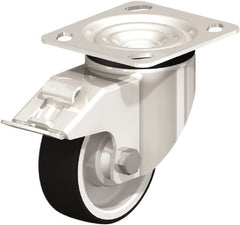 Swivel Top Plate Caster: Polyurethane, 4″ Wheel Dia, 1-3/8″ Wheel Width, 660 lb Capacity, 5-1/8″ OAH Polyurethane, 660 Lb Capacity, Ball Bearing, 4 x 4-1/2″ Plate