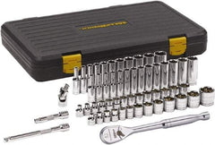 GearWrench - 56 Piece 3/8" Drive Chrome Finish Deep Well Socket Set - 6 Points, 1/4" to 1" (6mm to 19mm) Range, Inch/Metric Measurement Standard - Makers Industrial Supply