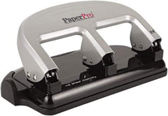 PaperPro - Paper Punches Type: 40 Sheet Manual Three Hole Punch Color: Black/Silver - Makers Industrial Supply