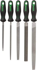 Nicholson - 5 Piece American Pattern File Set - 10", 8", 6" Long, Bastard Coarseness, Ergonomic Handle, Set Includes Round, Half Round, Mill, Slim Taper, Flat - Makers Industrial Supply