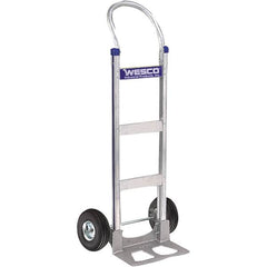 Wesco Industrial Products - 600 Lb Capacity 49" OAH Hand Truck - 14 x 7-1/2" Base Plate, Swept Back, Continuous Handle, Aluminum, Full Pneumatic Wheels - Makers Industrial Supply