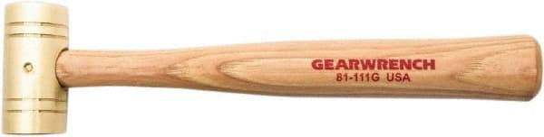 GearWrench - 1 Lb Nonsparking Brass Hammer - 10-1/2" OAL, 1-1/4" Face Diam, Hickory Handle - Makers Industrial Supply