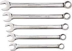 GearWrench - 5 Piece, 1-1/16" to 1-1/2", 12 Point Combination Wrench Set - Inch Measurement Standard, Chrome Finish - Makers Industrial Supply