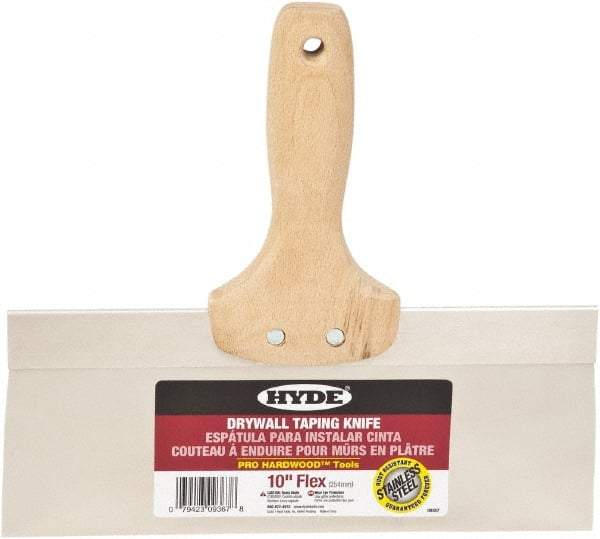 Hyde Tools - 10" Wide Flexible Blade Stainless Steel Joint Knife - Flexible, Hardwood Handle - Makers Industrial Supply