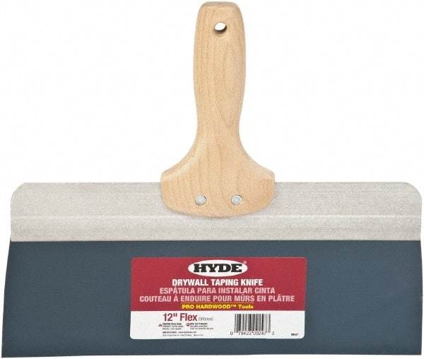 Hyde Tools - 12" Wide Flexible Blade Steel Joint Knife - Flexible, Hardwood Handle - Makers Industrial Supply