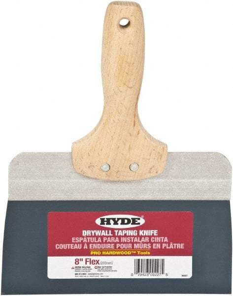 Hyde Tools - 8" Wide Flexible Blade Steel Joint Knife - Flexible, Hardwood Handle - Makers Industrial Supply