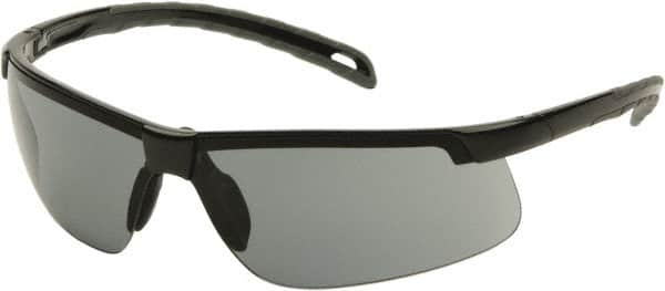 PYRAMEX - Gray Lenses, Framed Safety Glasses - Scratch Resistant, Black Polycarbonate Frame, Size Universal, Wrap Around - Makers Industrial Supply