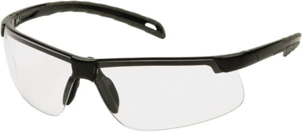 PYRAMEX - Clear Lenses, Framed Safety Glasses - Anti-Fog, Scratch Resistant, Black Polycarbonate Frame, Size Universal, Wrap Around - Makers Industrial Supply