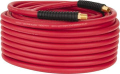 PRO-SOURCE - 1/4" ID x 0.4921" OD 100' Long Multipurpose Air Hose - MNPT x MNPT Ends, 300 Working psi, -40 to 180°F, 1/4" Fitting, Red - Makers Industrial Supply