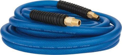 PRO-SOURCE - 3/8" ID x 0.6102" OD 25' Long Multipurpose Air Hose - MNPT(Swivel) x MNPT(Swivel) Ends, 300 Working psi, -40 to 176°F, 1/4" Fitting, Transparent Blue - Makers Industrial Supply