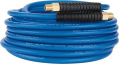 PRO-SOURCE - 1/4" ID x 0.4331" OD 50' Long Multipurpose Air Hose - MNPT(Swivel) x MNPT(Swivel) Ends, 300 Working psi, -40 to 176°F, 1/4" Fitting, Transparent Blue - Makers Industrial Supply