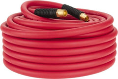 PRO-SOURCE - 1/2" ID x 0.7874" OD 100' Long Multipurpose Air Hose - MNPT x MNPT Ends, 300 Working psi, -40 to 180°F, 1/2" Fitting, Red - Makers Industrial Supply