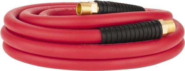 PRO-SOURCE - 1/2" ID x 0.7874" OD 25' Long Multipurpose Air Hose - MNPT x MNPT Ends, 300 Working psi, -40 to 180°F, 1/2" Fitting, Red - Makers Industrial Supply