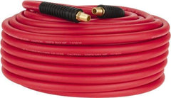 PRO-SOURCE - 3/8" ID x 0.6496" OD 100' Long Multipurpose Air Hose - MNPT x MNPT Ends, 300 Working psi, -40 to 180°F, 1/4" Fitting, Red - Makers Industrial Supply