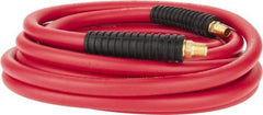 PRO-SOURCE - 3/8" ID x 0.6496" OD 25' Long Multipurpose Air Hose - MNPT x MNPT Ends, 300 Working psi, -40 to 180°F, 1/4" Fitting, Red - Makers Industrial Supply