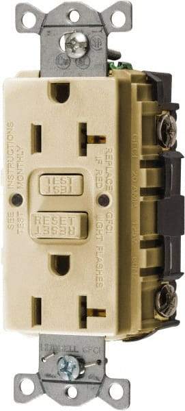 Hubbell Wiring Device-Kellems - 1 Phase, 5-20R NEMA, 125 VAC, 20 Amp, GFCI Receptacle - 2 Pole, Back and Side Wiring, Commercial Grade - Makers Industrial Supply