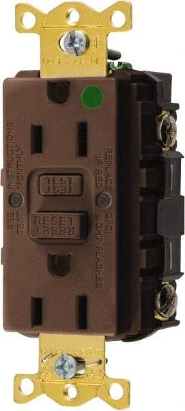 Hubbell Wiring Device-Kellems - 1 Phase, 5-15R NEMA, 125 VAC, 15 Amp, GFCI Receptacle - 2 Pole, Back and Side Wiring, Hospital Grade - Makers Industrial Supply