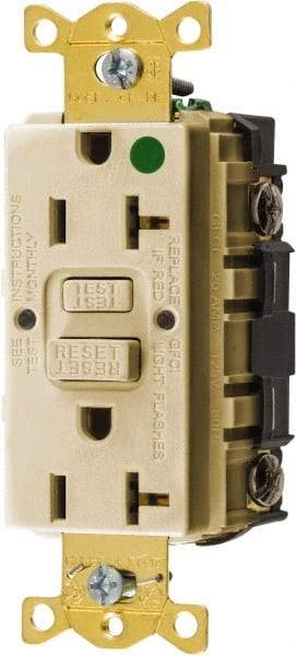 Hubbell Wiring Device-Kellems - 1 Phase, 5-20R NEMA, 125 VAC, 20 Amp, GFCI Receptacle - 2 Pole, Back and Side Wiring, Hospital Grade - Makers Industrial Supply