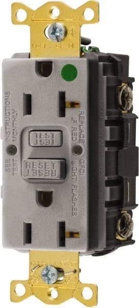 Hubbell Wiring Device-Kellems - 1 Phase, 5-20R NEMA, 125 VAC, 20 Amp, GFCI Receptacle - 2 Pole, Back and Side Wiring, Hospital Grade - Makers Industrial Supply