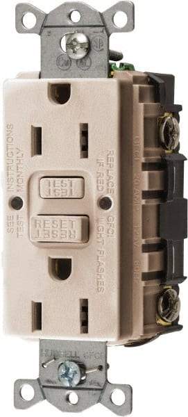 Hubbell Wiring Device-Kellems - 1 Phase, 5-15R NEMA, 125 VAC, 15 Amp, GFCI Receptacle - 2 Pole, Back and Side Wiring, Commercial Grade - Makers Industrial Supply