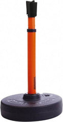 Banner Stakes - 22 to 42" High, 2-3/8" Pole Diam, Barrier Post Base, Stanchion & Receiver Head - 9" Base Diam, Round Nylon Base, Orange Plastic Post, 15' x 2-1/2" Tape, For Outdoor Use - Makers Industrial Supply