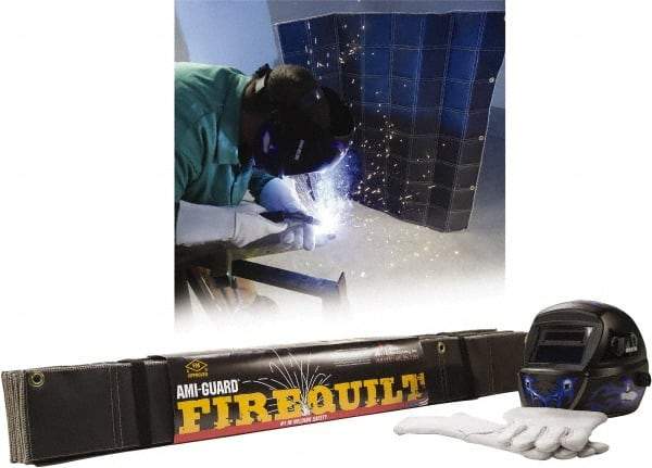 Auburn Mfr - 4' High x 4' Wide x 1/4" Thick Fiberglass Fire Blanket - Black, Grommet - Makers Industrial Supply