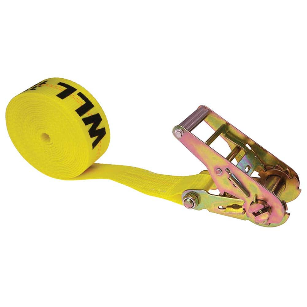 US Cargo Control - Slings & Tiedowns (Load-Rated); Type: Ratchet Tie Down ; Length (Feet): 20 ; Basket Capacity (Lb.): 3333 ; Material: Polyester ; Color: Yellow - Exact Industrial Supply