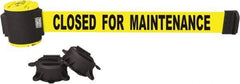 Banner Stakes - 30' Long x 2-1/2" Wide Nylon/Polyester Magnetic Wall Mount Barrier - Black on Yellow - Makers Industrial Supply