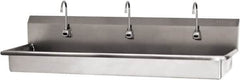 SANI-LAV - 65" Long x 16-1/2" Wide Inside, 1 Compartment, Grade 304 Stainless Steel (3) Person Wash-Station with Manual Faucet - 16 Gauge, 68" Long x 20" Wide x 21-1/2" High Outside, 5-1/2" Deep - Makers Industrial Supply