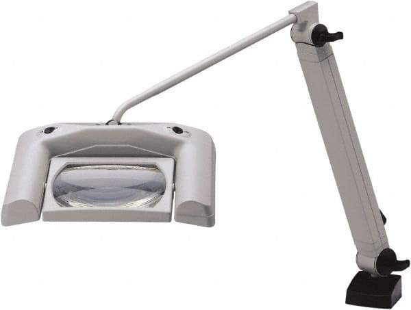 Waldmann Lighting - 35 Inch, Articulated, Clamp Mounted, LED, White, Magnifying Task Light - 13.20 Watt, 120 Volt, 1.75x Magnification, 165mm Wide - Makers Industrial Supply