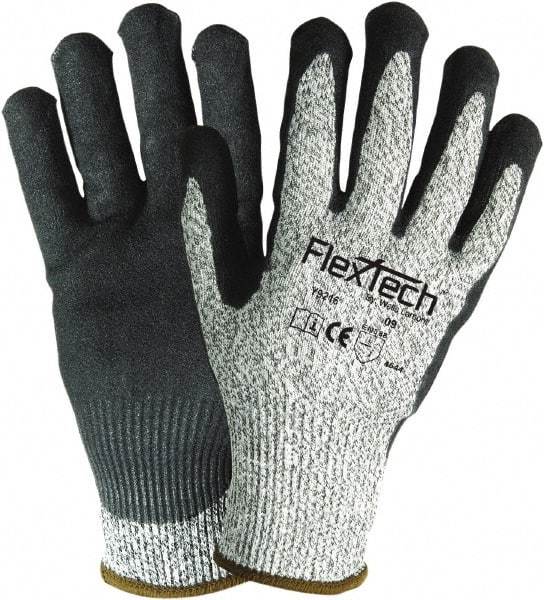 Wells Lamont - Size 2XL (11), ANSI Cut Lvl 5, Nitrile Coated HPPE Fiber/Stainless Steel Cut Resistant Gloves - Palm & Fingertips Coated, Black/Salt & Pepper, Paired - Makers Industrial Supply