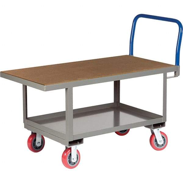 Little Giant - 2,000 Lb Capacity Steel Platform Truck - Steel Deck, 30" OAW, 61-1/2" Platform Length, Polyurethane Casters - Makers Industrial Supply