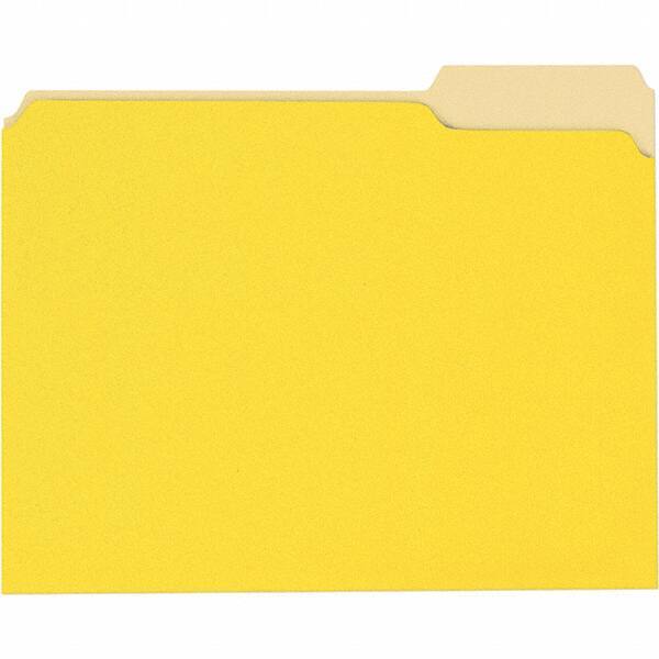 Universal One - 8-1/2 x 11", Letter Size, Yellow, File Folders with Top Tab - 11 Point Stock, 1/3 Tab Cut Location - Makers Industrial Supply