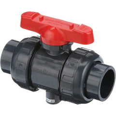 Asahi/America - 2" Pipe, Full Port, PVC True Union Design Ball Valve - 1 Piece, Socket x Thread Ends, Tee Handle - Makers Industrial Supply