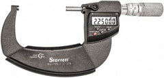 Starrett - 2 to 3" Range, Standard Throat IP67 Electronic Outside Micrometer - Friction Thimble, Carbide Face, CR2032 Battery - Makers Industrial Supply