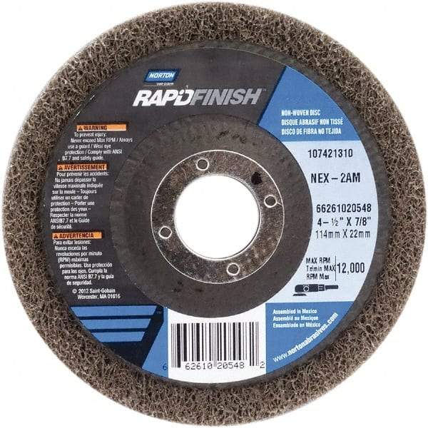 Norton - 4-1/2" Medium Grade Aluminum Oxide Deburring Disc - 7/8" Center Hole, Arbor Connection - Makers Industrial Supply