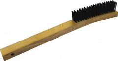 Gordon Brush - 4 Rows x 19 Columns Steel Scratch Brush - 5-3/8" Brush Length, 13-3/4" OAL, 1/8 Trim Length, Wood Curved Handle - Makers Industrial Supply