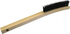 Gordon Brush - 3 Rows x 19 Columns Steel Scratch Brush - 5-3/4" Brush Length, 13-3/4" OAL, 1/8 Trim Length, Wood Curved Handle - Makers Industrial Supply