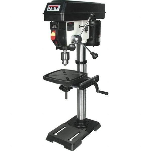 Jet - 12" Swing, Variable Speed Pulley Drill Press (Woodworking) - Variable Speed, 1/2 hp, Single Phase - Makers Industrial Supply