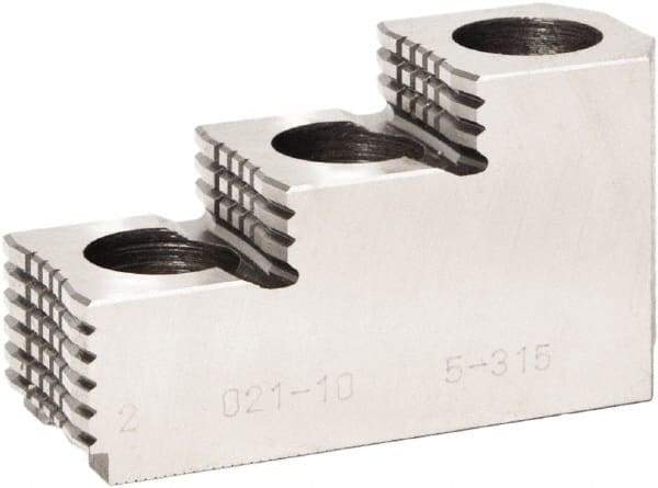 Bison - 6" Max Chuck Diam Compatibility, Steel 1.5mm x 60° Serrated Hard Lathe Top Jaws - 3 Steps - Makers Industrial Supply