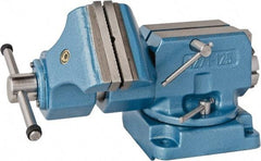 Bison - 5" Jaw Width x 5.9" Jaw Opening Capacity, 8.46" Throat Depth, Bench & Pipe Combination Vise - 1-1/4 to 2.36" Pipe Capacity, Swivel Base, Bolt Down Attachment, Steel - Makers Industrial Supply