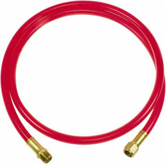 PRO-SOURCE - 3/8" ID 3' Long Lead-In Whip Hose - FNPT x MNPT Swivel Ends, 200 Working psi, 165°, 3/8" Fitting, Transparent Red - Makers Industrial Supply